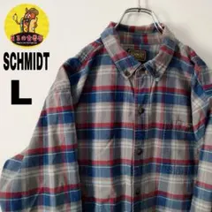 usa古着 SCHMIDT　ネルシャツ　L グレー　ブルー　チェック