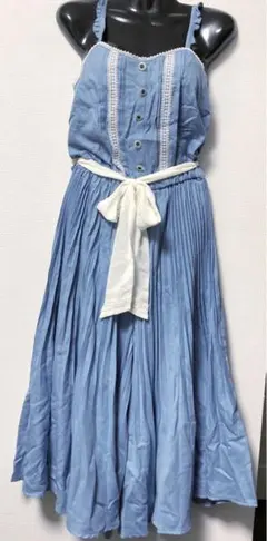 新品 axes femme デニム ブリーチ プリーツ キャミコンビネゾン