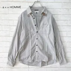 a.v.v HOMME メンズ 長袖シャツ（L）グレー カジュアル 紳士 綿素材