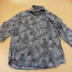 ボタニカル柄 七分袖シャツ グレー系99番のサムネイル