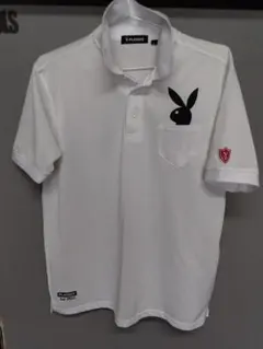 ◆◆PLAYBOY◆ ポロシャツ ホワイト 刺繍ロゴ/サイズ Ｌのサムネイル