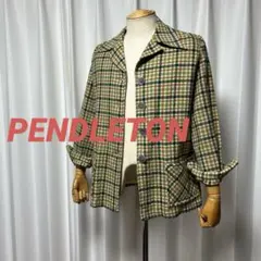 PENDLETONウールシャツジャケット　チェック柄　デカ襟デカボタン　虫喰い有のサムネイル