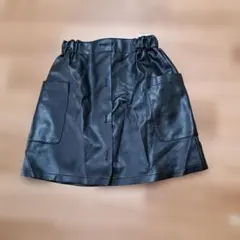 GU フェイクレザー タイトスカート 150cm ブラックジャンク