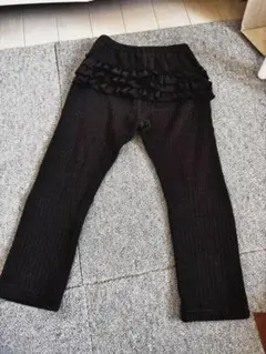 プティマイン バックフリルレギンス　裏起毛　ブラック　100