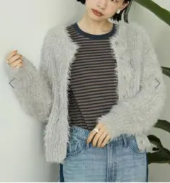 アメリカンホリック　シャギーニットクルーネックカーディガン　今期