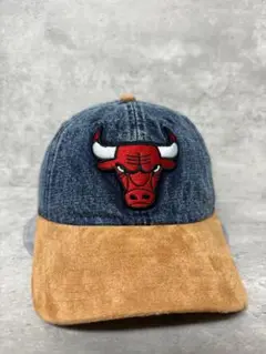 Newera シカゴブルズ デニム スウェードレザー ストラップバックキャップ