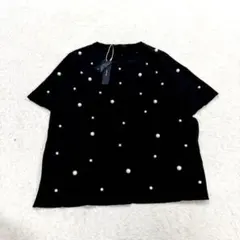 ZARA ザラ パール付き 半袖Tシャツ ブラック 新品タグ付き （b1 61のサムネイル