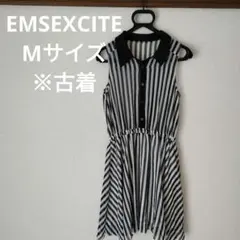 ストライプ ノースリーブ ミニワンピース