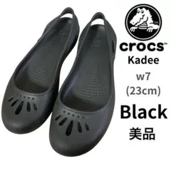 美品 crocs クロックス マリンディ フラットシューズ W7 23cm 黒のサムネイル