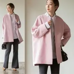 36サイズ　Noble ノーブル　ノーカラーコート　ウールコート 美品 ノーブル ノーカラーコート レディース SIZE 36 (S) noble