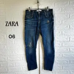 ザラ ZARA ダメージ加工スキニーデニムジーンズ ウォッシュ加工 Mのサムネイル
