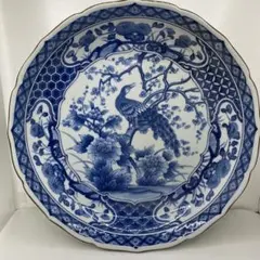 ラスト価格‼️大泉窯、伊万里錦、孔雀デザインの陶磁器皿 、桐乃木箱入り ラスト価格‼️大泉窯、伊万里錦、孔雀デザインの陶磁器皿 、桐