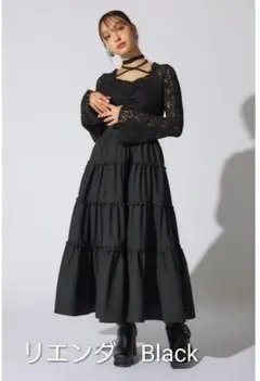 ★リエンダ★ワンピース レーストップコンビフレアS★Black