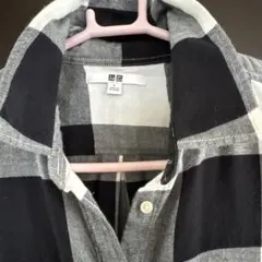 UNIQLO 長袖 チェックシャツ ブラック ホワイト Lサイズ