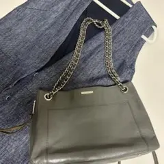 REBECCA MINKOFF グレー レザー チェーンショルダーバッグのサムネイル