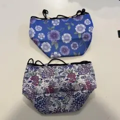 ハンドメイド　着物リメイク　巾着　花柄 2点セット