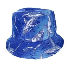 【未使用】サメプリント バケットハット 青色