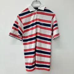 【a0790】ラコステ 半袖ポロシャツ マルチボーダー ゴルフ S