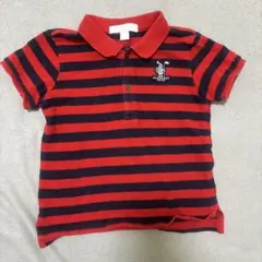 BURBERRY ベビーポロシャツ 赤と紺のストライプ