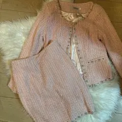 Bistia ピンク ツイード スーツ セット❤️Ｌサイズ