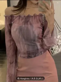 ✿Lサイズ✿オフショルダー シアートップス ショート丈　クロップド丈