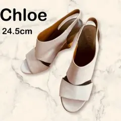 ヤギ革本革☆クロエ Chloe☆サンダル☆ミュール☆24.5cm☆薄ベージュのサムネイル