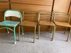 学校 昭和 ヴィンテージ スチール製 子ども用椅子 5脚セット b240 