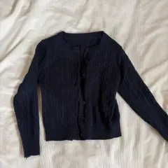韓国ネイビー ケーブルニット カーディガン 長袖