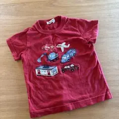 ファミリア　赤 車 飛行機 刺繍 Tシャツ 110