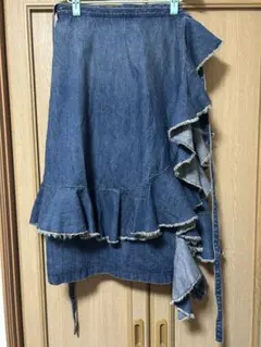 ユニクロ JW ANDERSON デニム ラッフルラップスカート フリル L