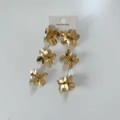 ゴールド フラワー ブライダル 結婚式 花嫁 披露宴 前撮り ピアス イヤリング