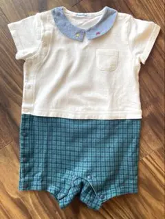 ファミリア襟付き綿100%ロンパース・カバーオール