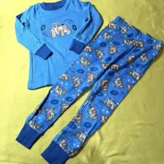 カーグランド　車プリント　綿　パジャマセット 青　100cm 3T