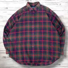 美品 ラルフローレン 長袖シャツ 刺繍ロゴ チェック 2XL 1741