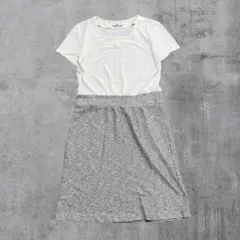 GALLERY VISCONTI 切替ワンピース Mリブトップス ツイード調