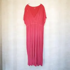 早い者勝ち✨️ ピンク系 Vネック ワンピース XXLサイズ 無地 シンプル 夏服