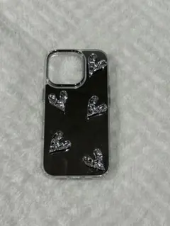 ハートクリスタル装飾 iPhone16pro用ケース