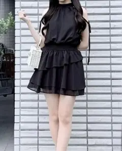 アメスリフリルミニワンピース　ブラック