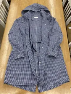美品UNIQLO レインコート　チェック柄ブルー✖️ホワイトLサイズのサムネイル