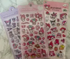 サンリオ マイメロ クロミ ボンボンドロップシール ぷくぷくシール 3枚セット