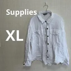 古着 Supplies XL ゆるだぼ ホワイト クリンクル加工シャツ
