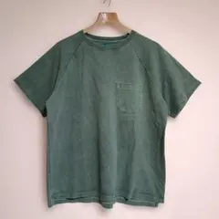 新品 GoodOn ラグラン ポケットTシャツピグメント染めグリーン 10年 