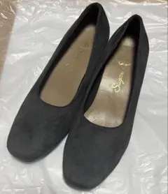 スエード調チャンキーパンプス ヒール5センチ