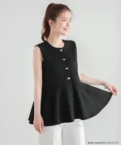 Fit more ハートボタンペプラムジレ　ブラック