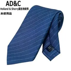 【未使用◆英国老舗生地】AD&C レジメンタルタイ ネイビーブルー ネクタイのサムネイル