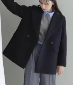ナチュラルビューティーベーシック✨ダブルブレストハーフコート　S