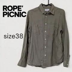 ROPE PICNIC 38(M相当) リネン100%長袖シャツ カーキのサムネイル