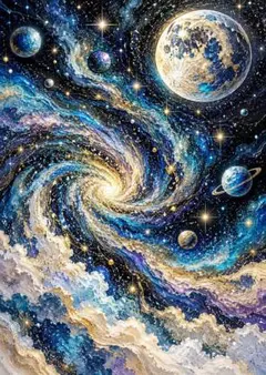 幻想的な銀河と惑星のアートポスター インテリア