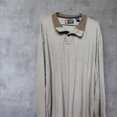【CHAPS】 ベージュ 長袖ポロシャツ XLサイズ 古着　海外
