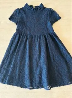 ネイビー レース 半袖ワンピース